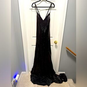Elegant Black Sequin Maxi Gown Dress